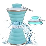 Collapsible Water Bottle, Camping Cup With Carabiner, Reuseable Silicone Foldable Leak Proof Portable Sports For Outdoor, Travel Gym Hiking, BPA Free, Cycling Cups