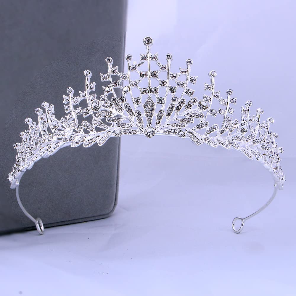 Corona Tiara, Corona Principessa, Cerchietto Sposa, Capelli Corona Fascia, per Ragazze e Donne, Matrimonio, Corona Nuziale, Balli, Spettacoli, Principesse, Feste di compleanno, Natale (argento)