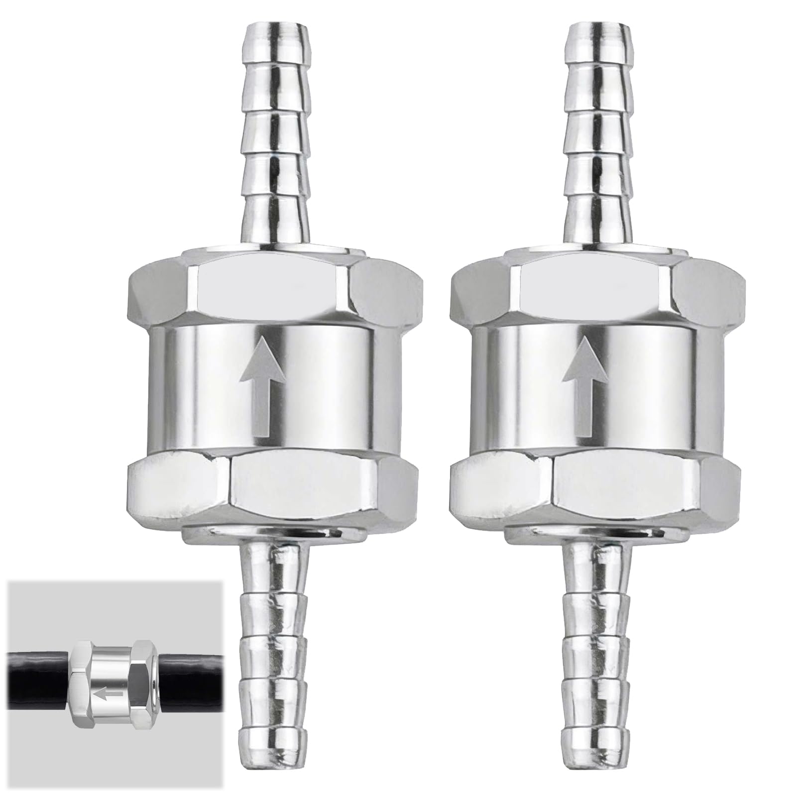 Set 4 Valvole Di Non Ritorno Unidirezionali In Alluminio – Misure 6, 8, 10, 12 Mm Per Benzina, Diesel, Olio E Acqua, Con Fascette A Molla Incluse