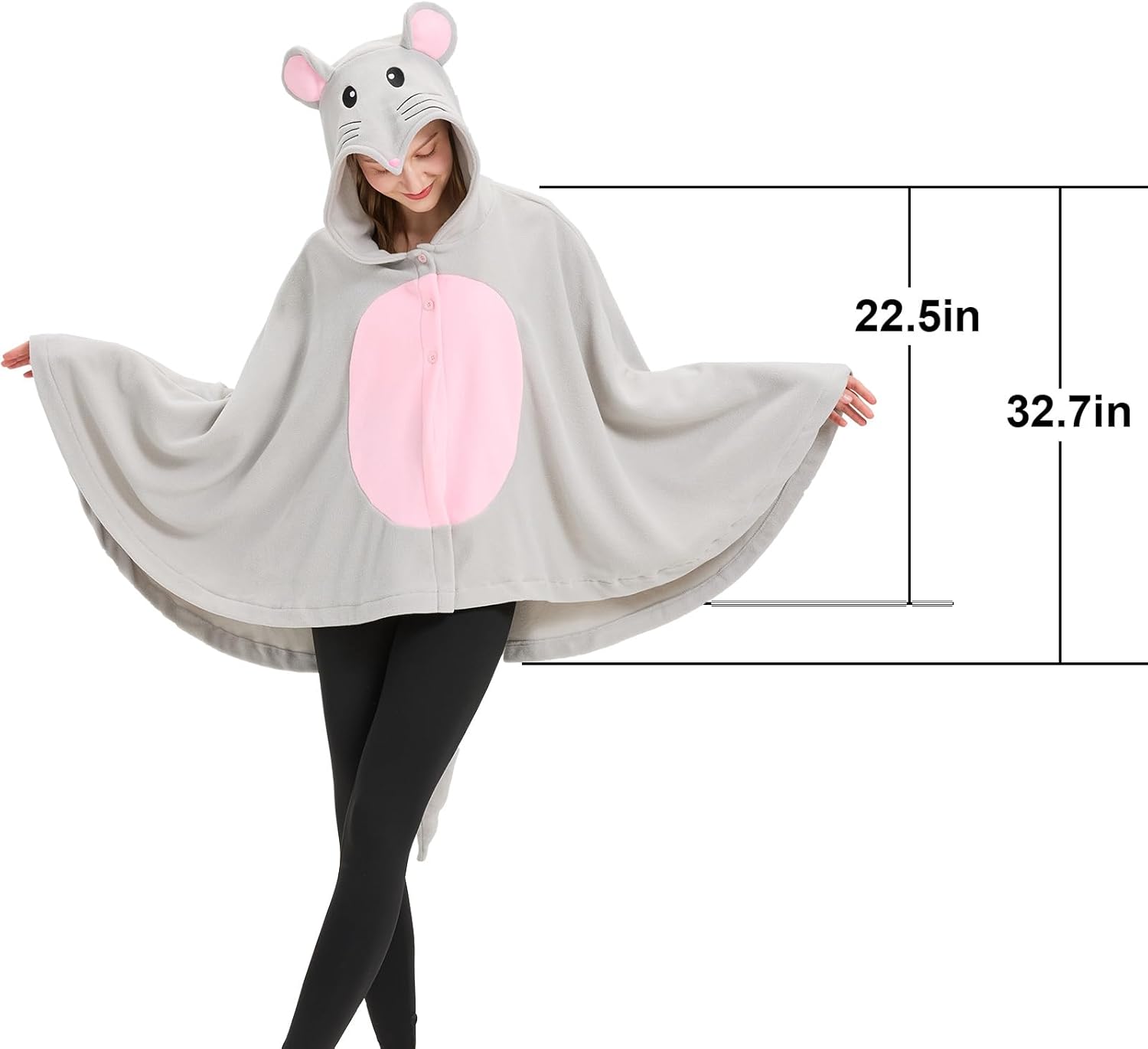 Mouse Cape Costume for Adults Cozy and Fun Hooded Cloak for Halloween and Cosplay - Image 3