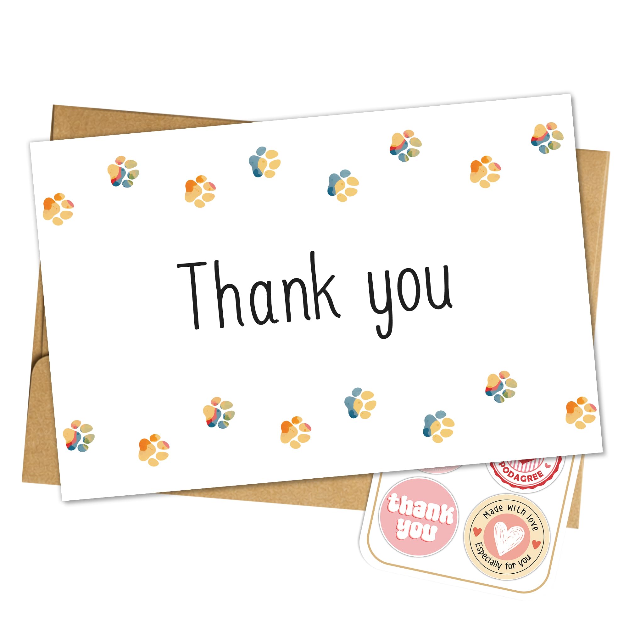 Photo 1 of Colorful Paw Print Thank You Greeting Card for Pet Lovers and Owners
