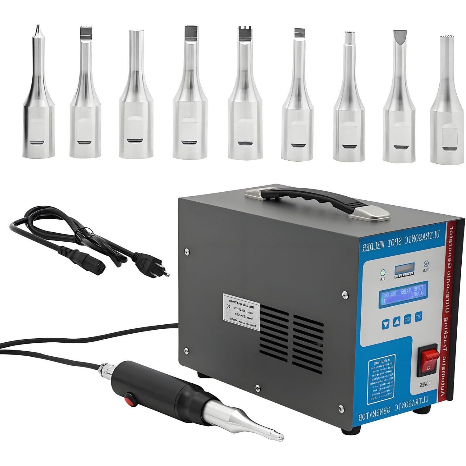 GLBMXDD Ultrasonic Spot Welder, Handheld Ultrasonic Plastic Welding Machine,700W 28KHz Portable Spot Welding Machine with 10Pcs Replaceable Heads for ABS PP PE