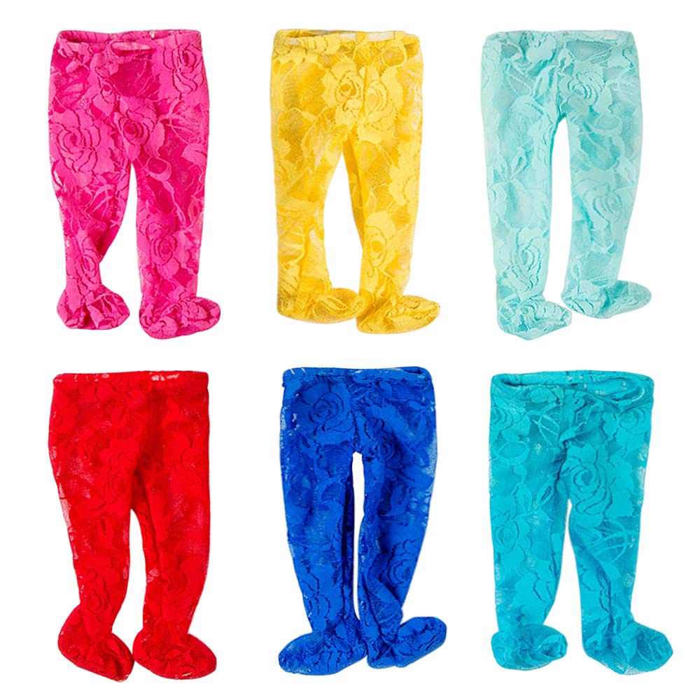 ZITA ELEMENT 6 Pcs Candy Colors 18 Inch Doll Tights American 18 Inch Girl Doll Lace Tights for Life Doll, Generation Doll and Other 18 Inch Doll Clothes Accessories