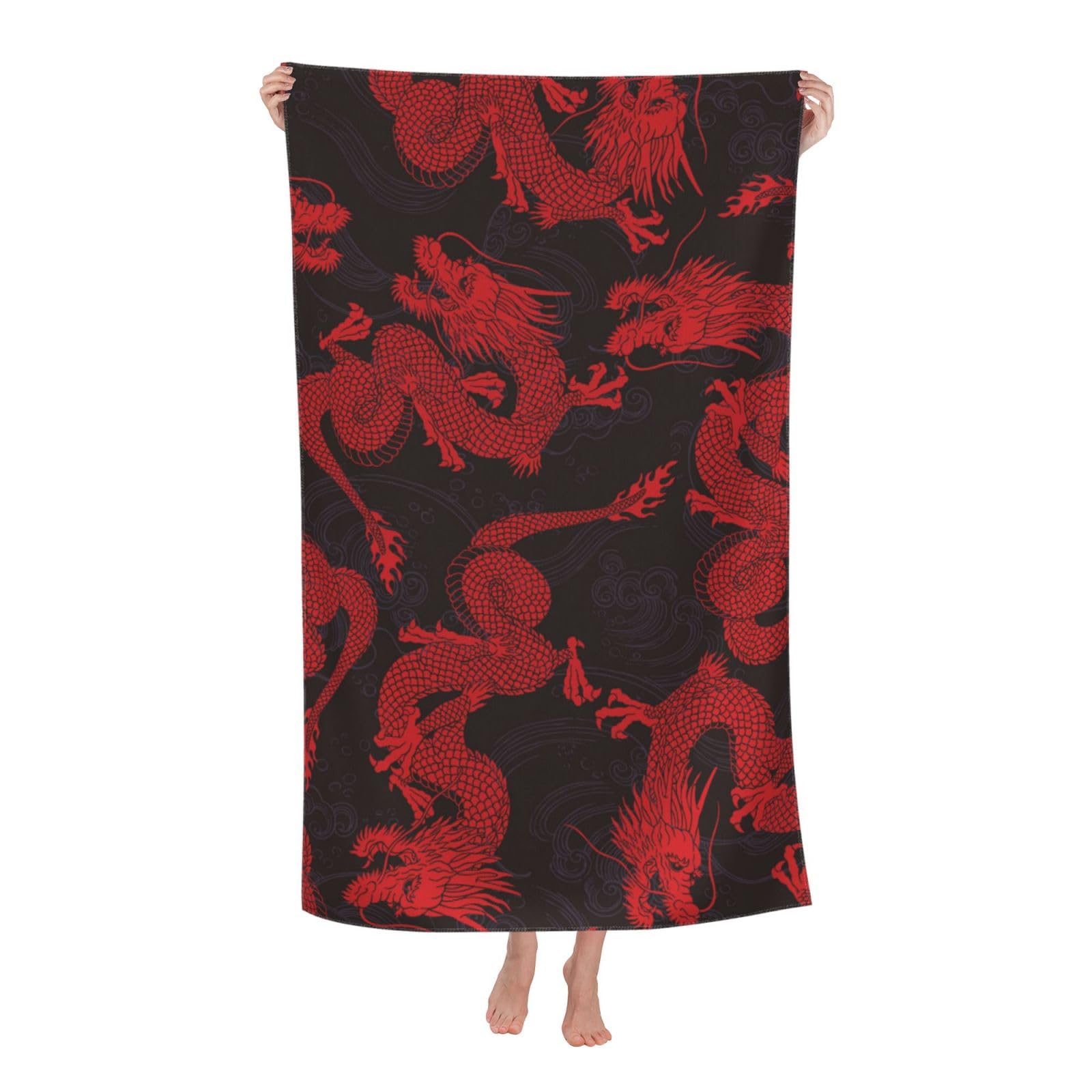 LSRCPD Beach Towel Chinese Dragon Microfiber Beach Towels Blanket Oversized Tropical Big Extra Large XL Pool Towels Quick Dry Sandproof for Women Girls Kids
