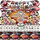 Cars Geburtstagsdeko, 104 Stück Cars Geburtstagsdeko Set, 3D Cars Luftballons, Tischdecke, Aufklebern, Swirl Decoration, Tortendeko, Banner, Hintergründe, Geeignet Geburtstagsdekoration für Jungen
