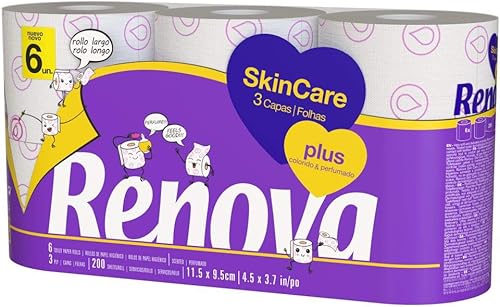 Renova Skin Care Plus Papel Higiénico Decorado Aroma 6 Rollos