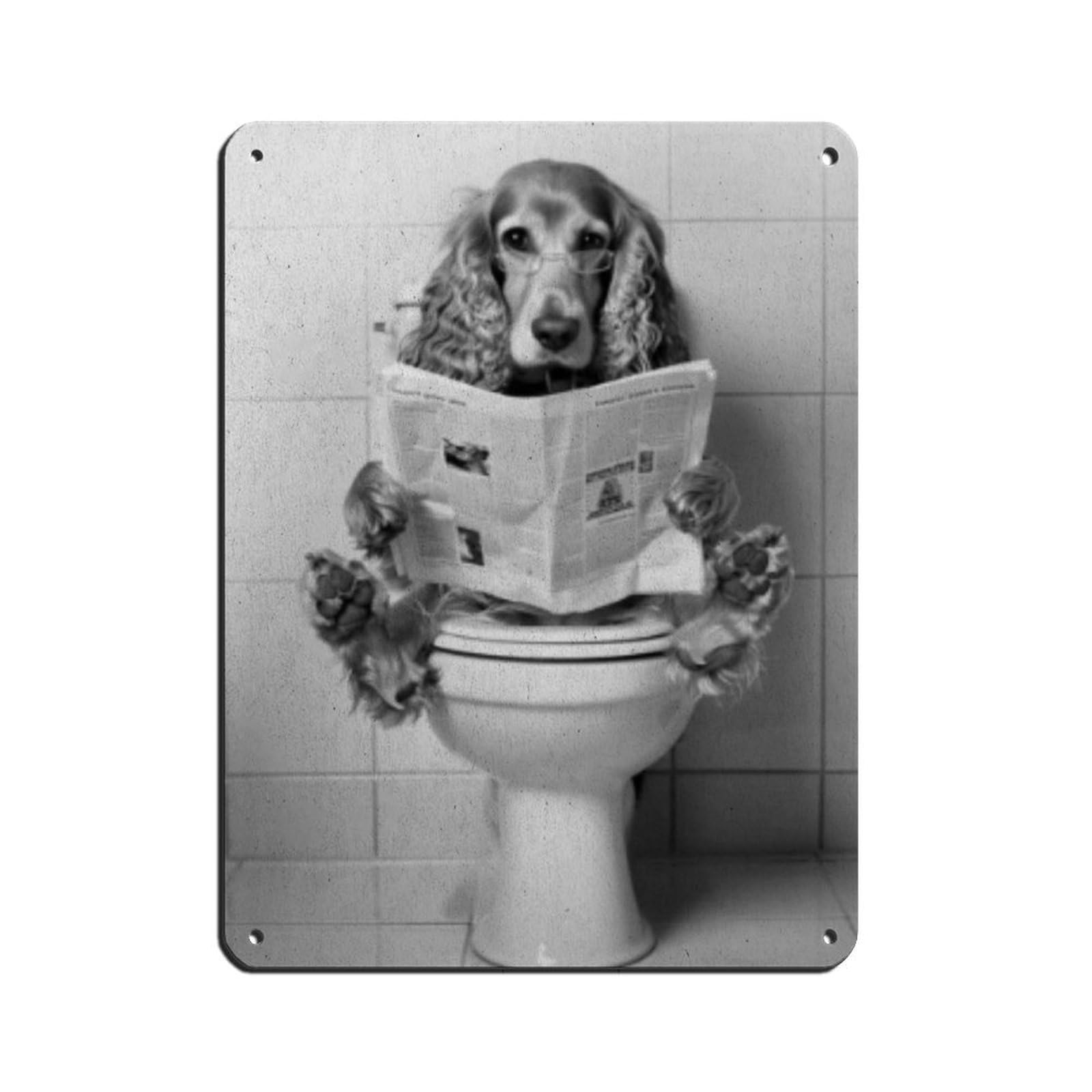 Cocker Spaniel Art Funny Bathroom Decor Tin Sign Vintage Metal Pub Club Cafe Bar Home Wall Art Decoration Poster Retro 12x16inch(30x40cm)