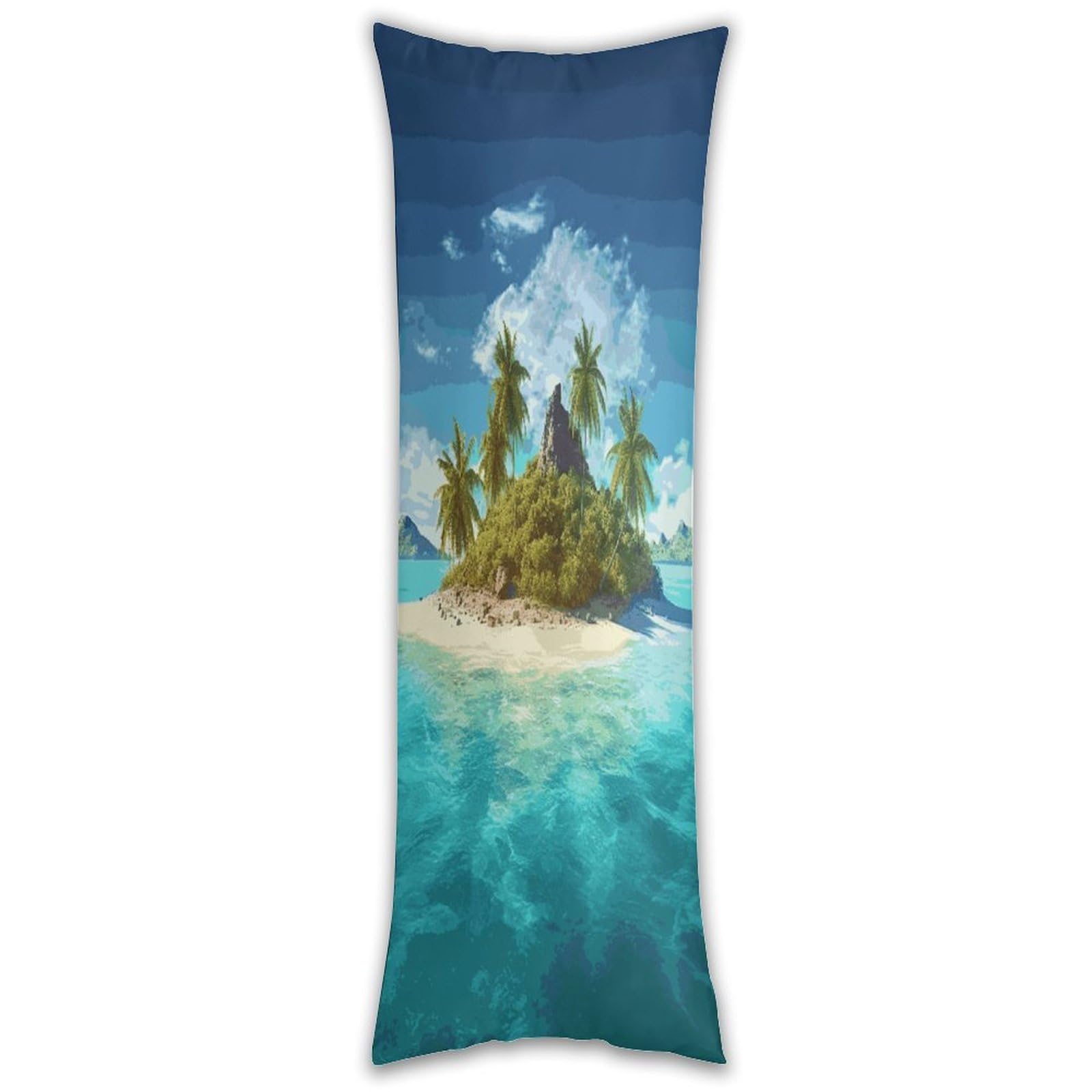 Tropical Island Long Pillow Case with Zipper Ultra Soft Microfiber Long Pillow Cover Breathable Body Pillow Protector Soft Wrinkle Pillowcase for Bed Sofa Bedroom 53 X 19 in