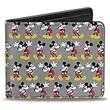Buckle-Down Men's Nerdy Mickey Mouse 3-Pose Stripe Gray, Multicolor, Standard Size