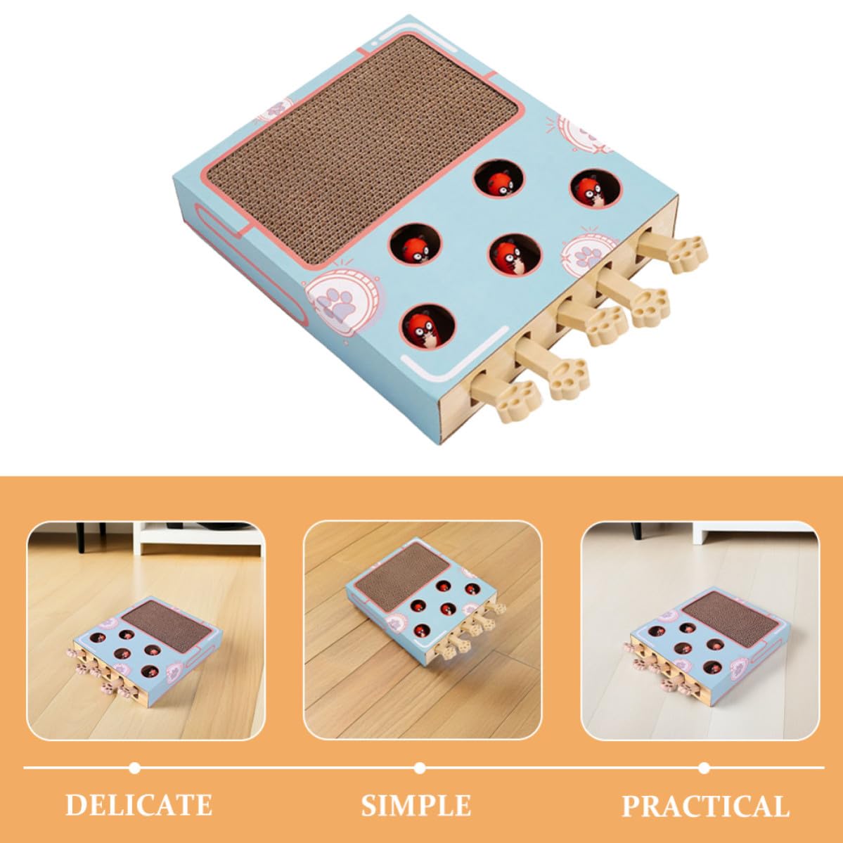 Hemobllo 2 Pezzi Gioco Interattivo per Gatti Tavola Graffiabile in Abs | Cartone Ondulato, Formato Board Portatile, per Viaggio e Esercizio Indoor, Adatto a Pet e Kitten