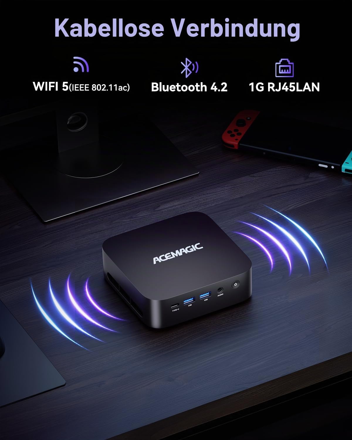 ACEMAGICIAN K1 Mini PC, Intel Lake-Ν95(Bis zu 3,4GHz) (Bis zu 3,7 GHz) Шin11 Pro,16GB DDR4 1TB SSD Micro Desktop Computer