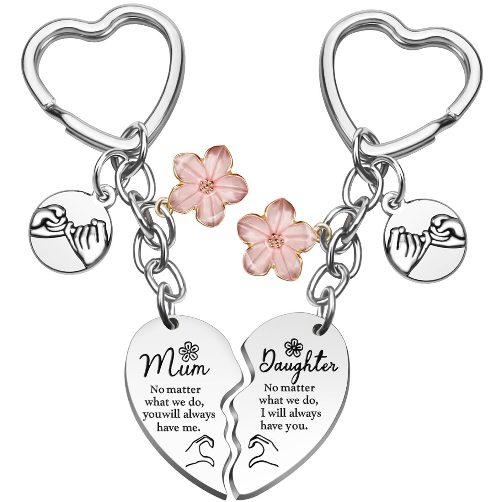 KTGUK 2 Pcs Mum Gifts Keyring,Gifts For Mums,Mums Keyrings, Mother And Daughters,Mother Daughter Heart Matching Keyring Keychain Set Gift For Mum Mothers Day Birthday Christmas Presents From Daughter