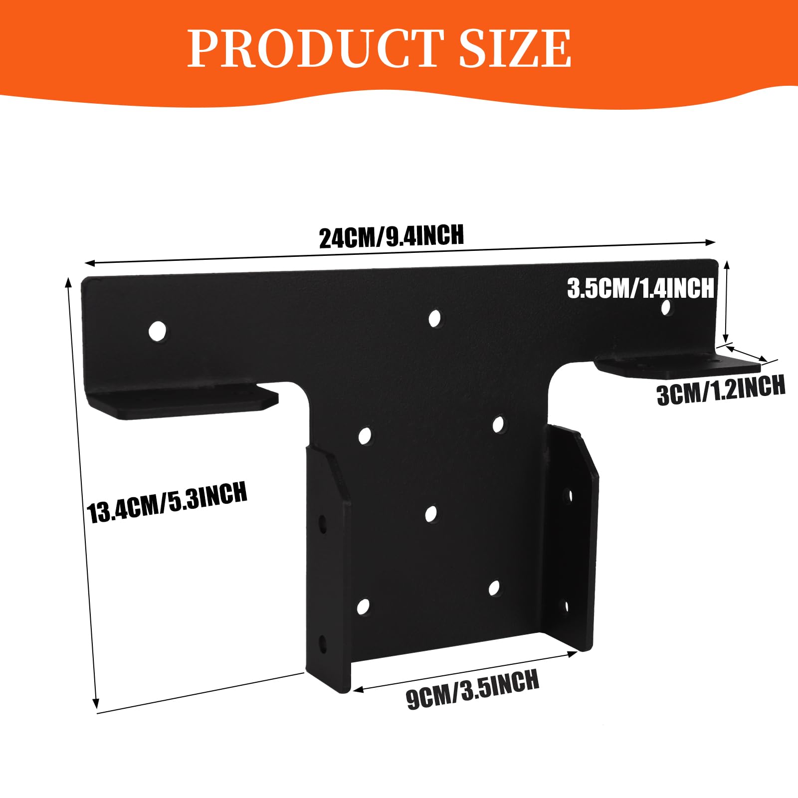 2 Pack 4”x4” (Real 3.5”x3.5”) Soporte Ajustable Heavy Duty en Forma de T, Conector Poste a Viga para Madera/Metal, Soporte Angular 3 Vías para Cenador, Cerca o Terraza
