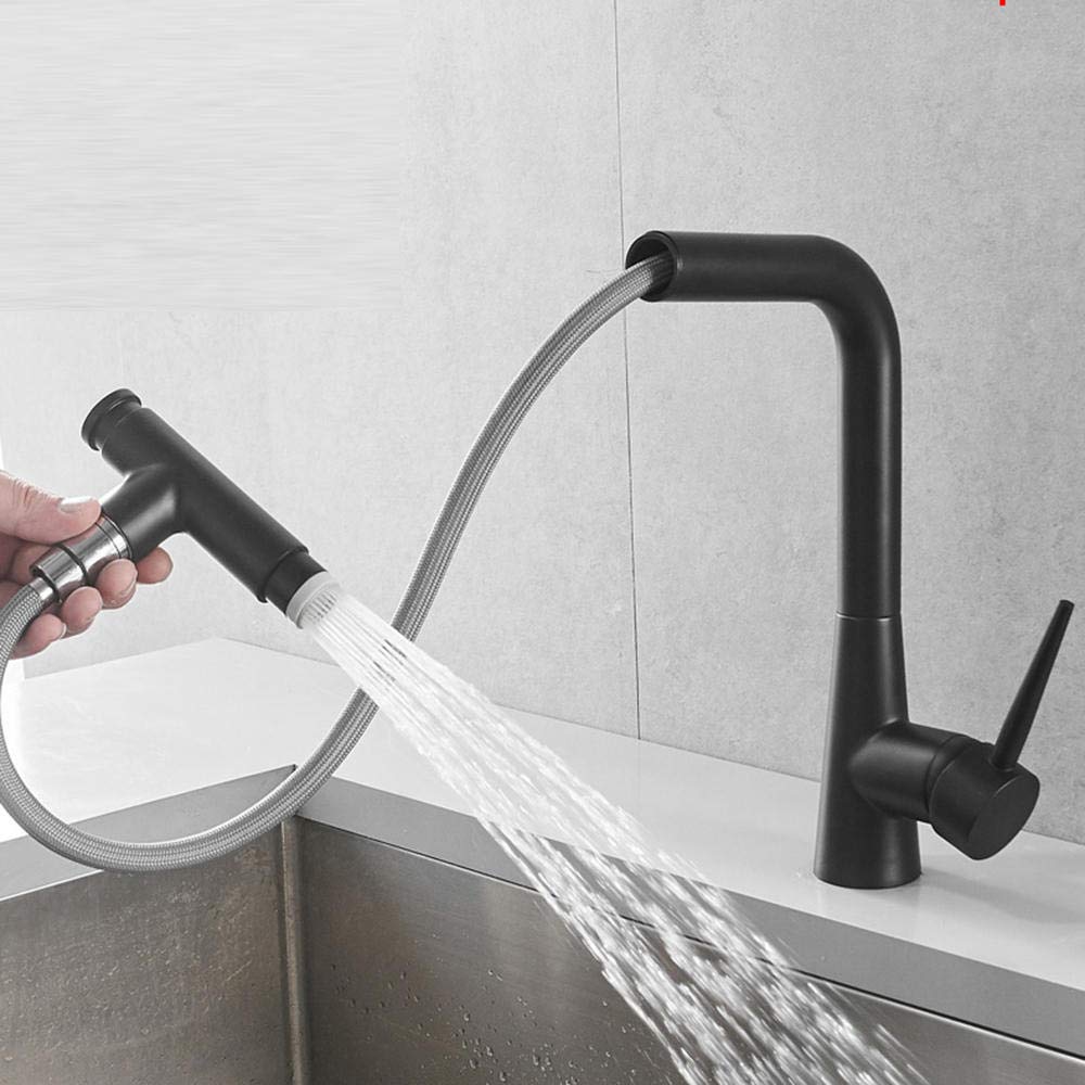 Robinet de cuisine avec pulvérisateur à tirette rotatif 360° en laiton