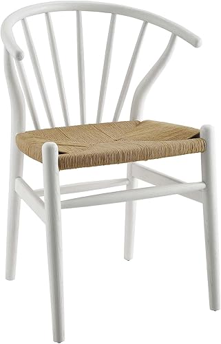 Modway EEI-3338-WHI - Silla auxiliar de comedor (madera de rizo, color blanco)