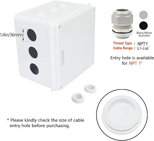Miniatura 95 de LeMotech Caja de conexiones, plástico ABS IP55 resistente al agua y al polvo, caja eléctrica universal, caja de proyectos para exteriores e
