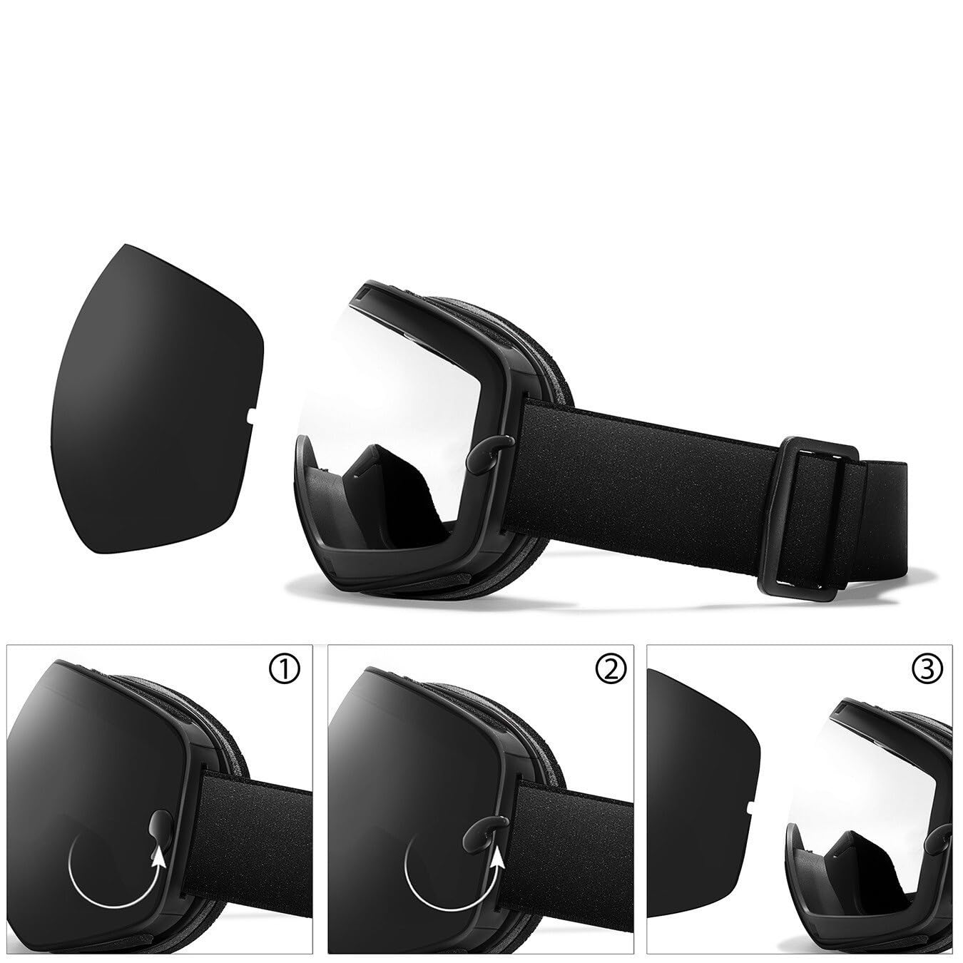 Lunettes de ski coupe-vent pour homme et femme, double pont, anti-buée, anti-reflets, protection UV