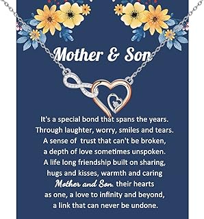 Mother Son Necklace Mom Gifts from Son Infinity Heart Necklace Mom Jewelry Mother Son Gifts for Mom Birthday Gifts