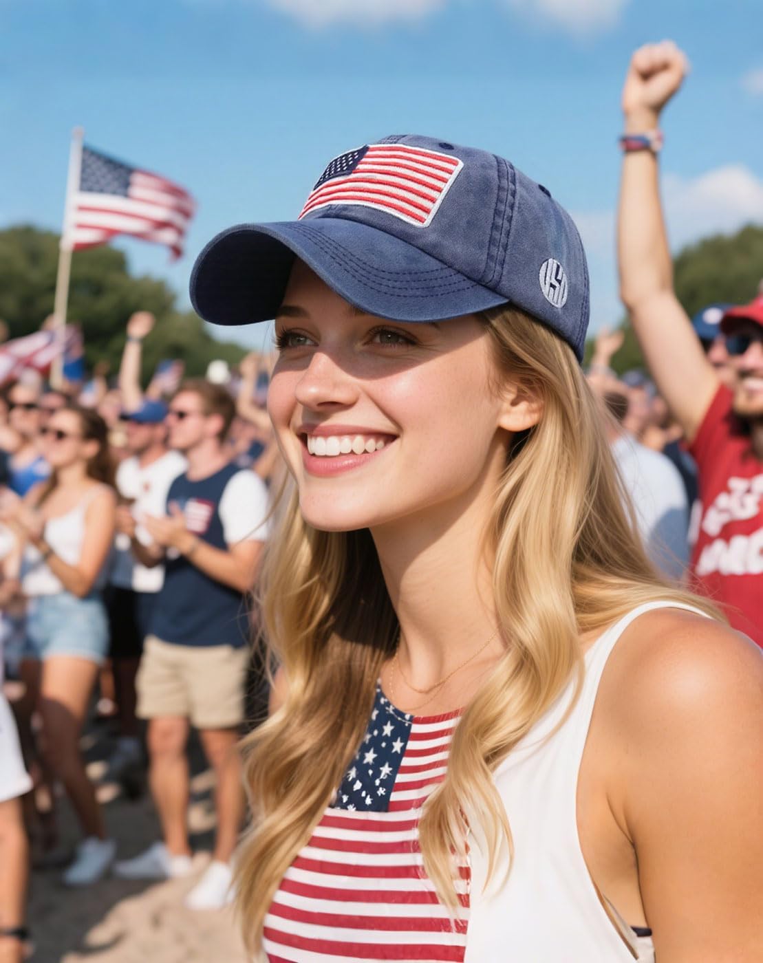 Men's USA American Flag Baseball Cap Embroidered Polo Style Military Army Trucker Hat - Image 7