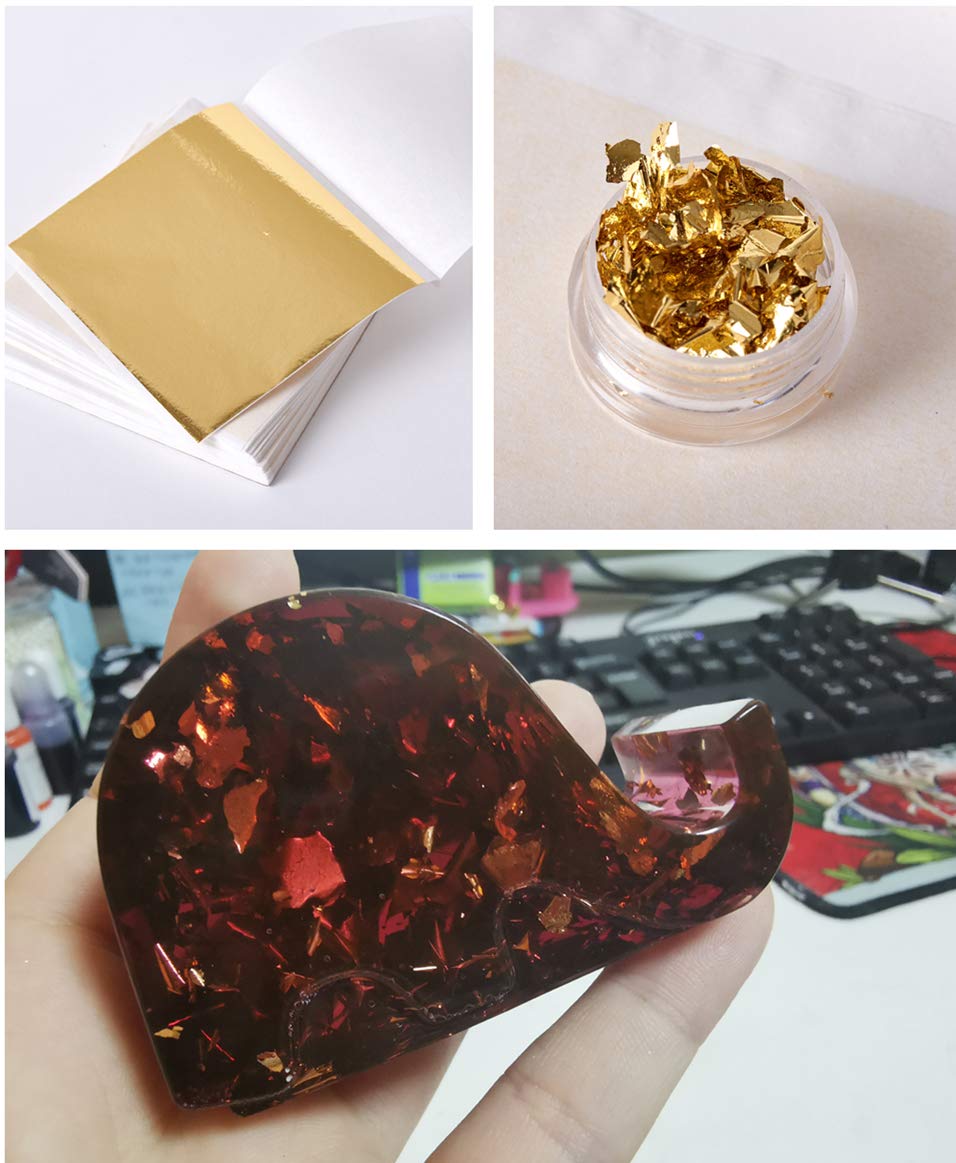 250 g kristallklares UV-Harz mit 6 x 20 g hochglänzendem holografischem Glitzer, 100 Goldfolienpapier, kein Sinkage + Mini-UV-Lampe + flüssige Pigmente Farbstoffe für DIY Harz Handwerk Harz