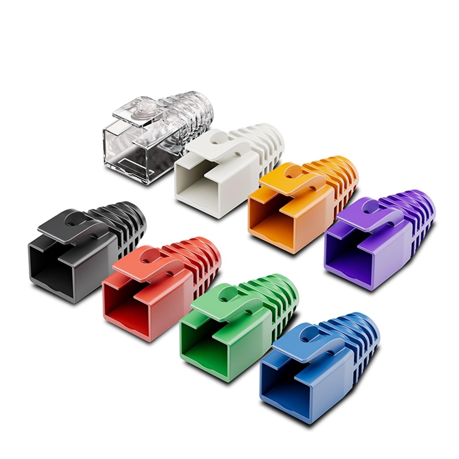 Paquete de 50 fundas de conector de cable Ethernet RJ45 Cat6A/Cat7 (7,5 mm de diámetro exterior) (blanco)