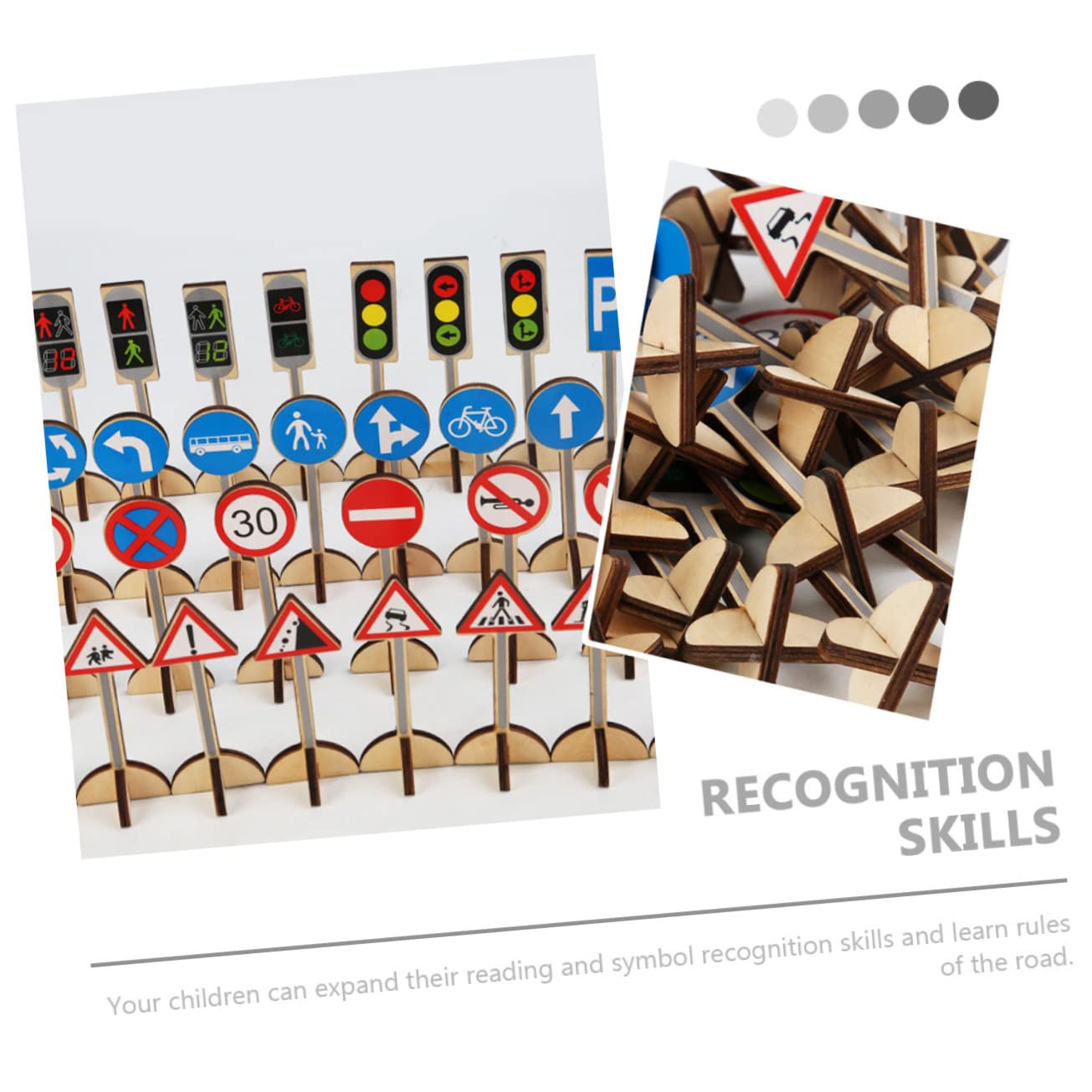 JOINPAYA 1 Set Traffic Sign Road Sign Educational Stop Signs Cognitive Games Cognitive Roadblocks Traffic Signal Model Wooden