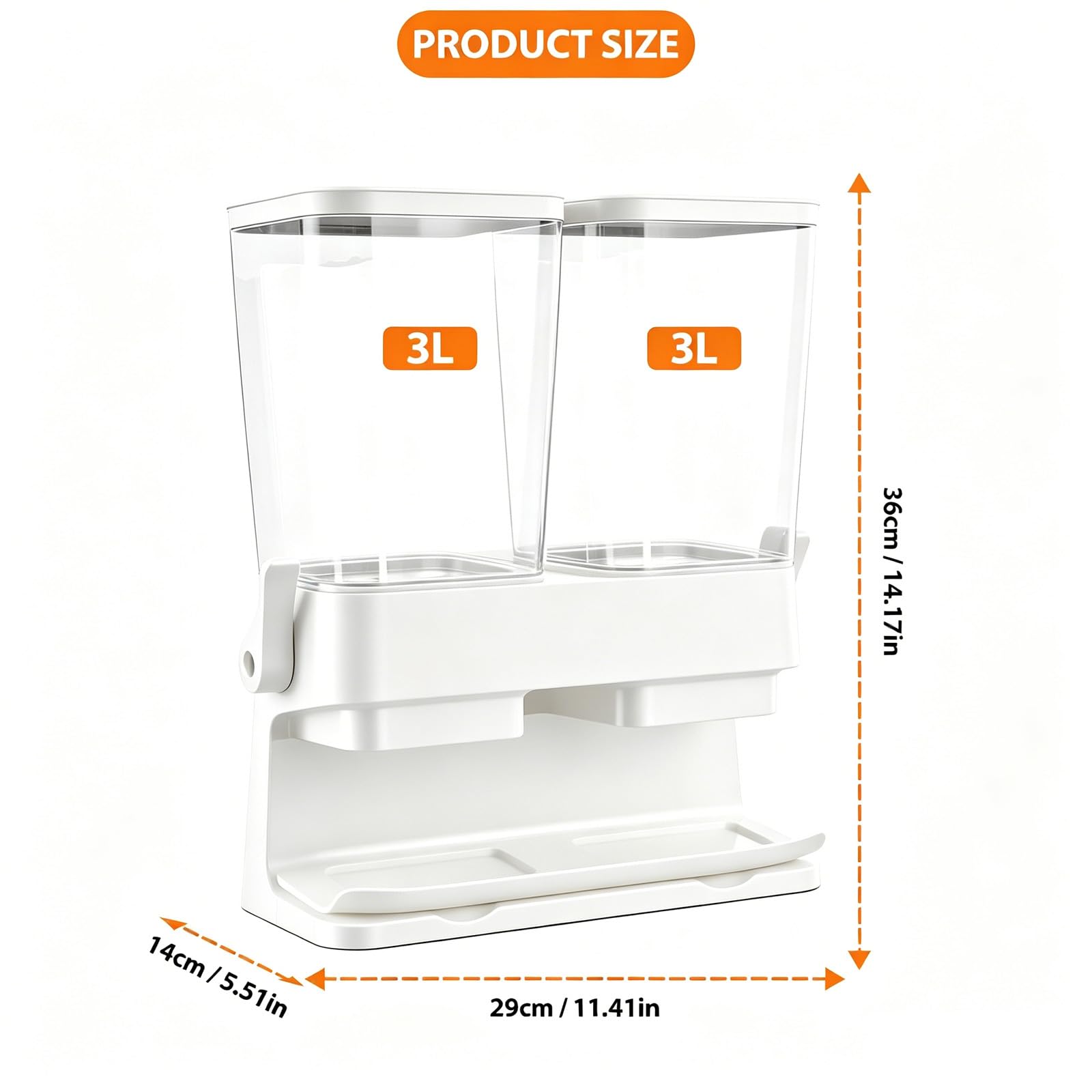 Müslispender 2er Pack, Doppelte 3L Luftdichte Müsli-Speicherkiste, Große Kapazität Cereal Dispenser, Ideal Für Süßigkeiten, Nüsse, Müsli, Kaffeebohnen