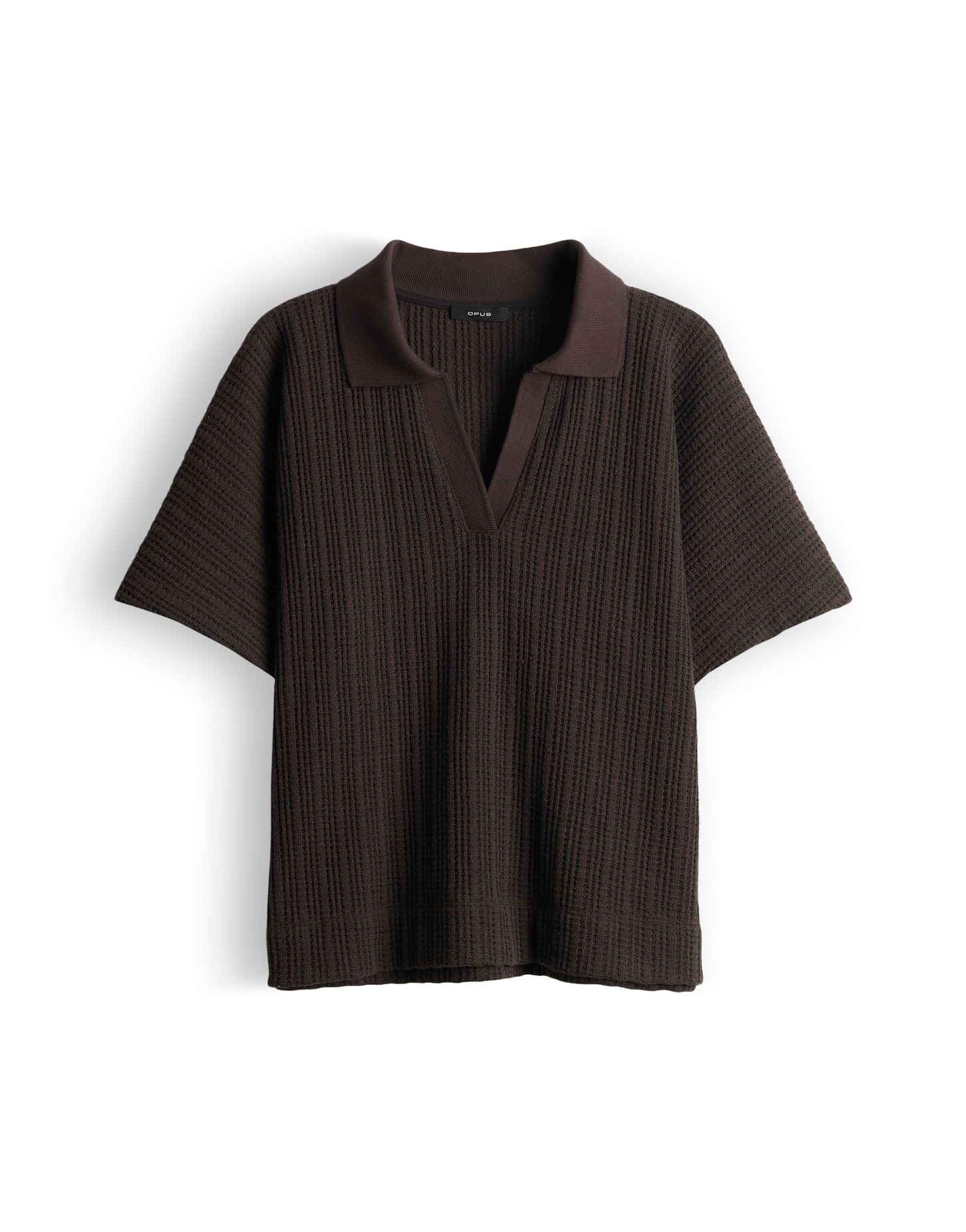 OPUS Damen Kurzarmshirt | Poloshirt in luftiger Strickoptik Loose Fit