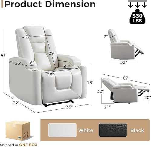 Miniatura 13 de ANJ Silla reclinable eléctrica de piel sintética, asiento de cine en casa suave para sala de estar multimedia, sillón reclinable de película con