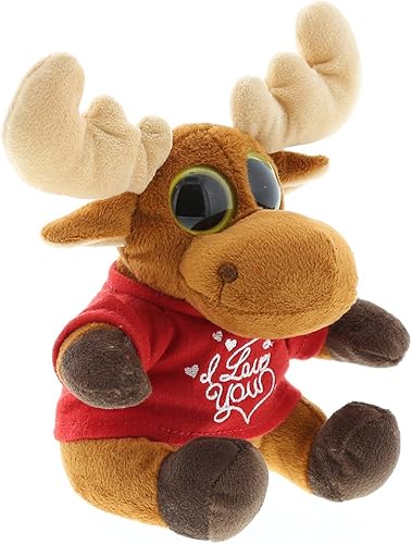 Miniatura 8 de DolliBu Peluche de San Valentín con diseño de alce sentado con diseño de ojo grande con camisa roja y nombre, regalo personalizado para el día de