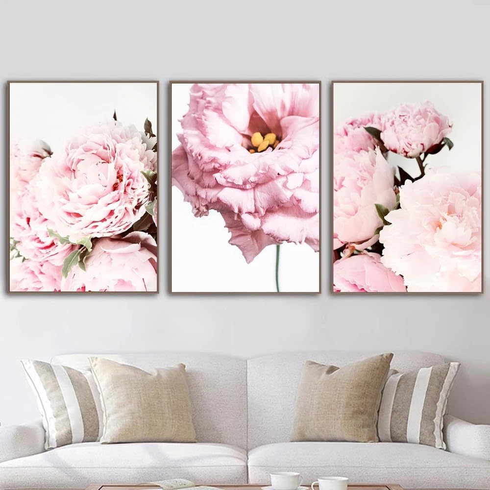 WUHBCZ Canvas Paints-Abstract Flowers Wall Art Peony Posters Floral Art Print Canvas Painting Pictures Scandinavian Living Room Kitchen Office Decoration-60 * 70cm/3PCS (No Frame)
