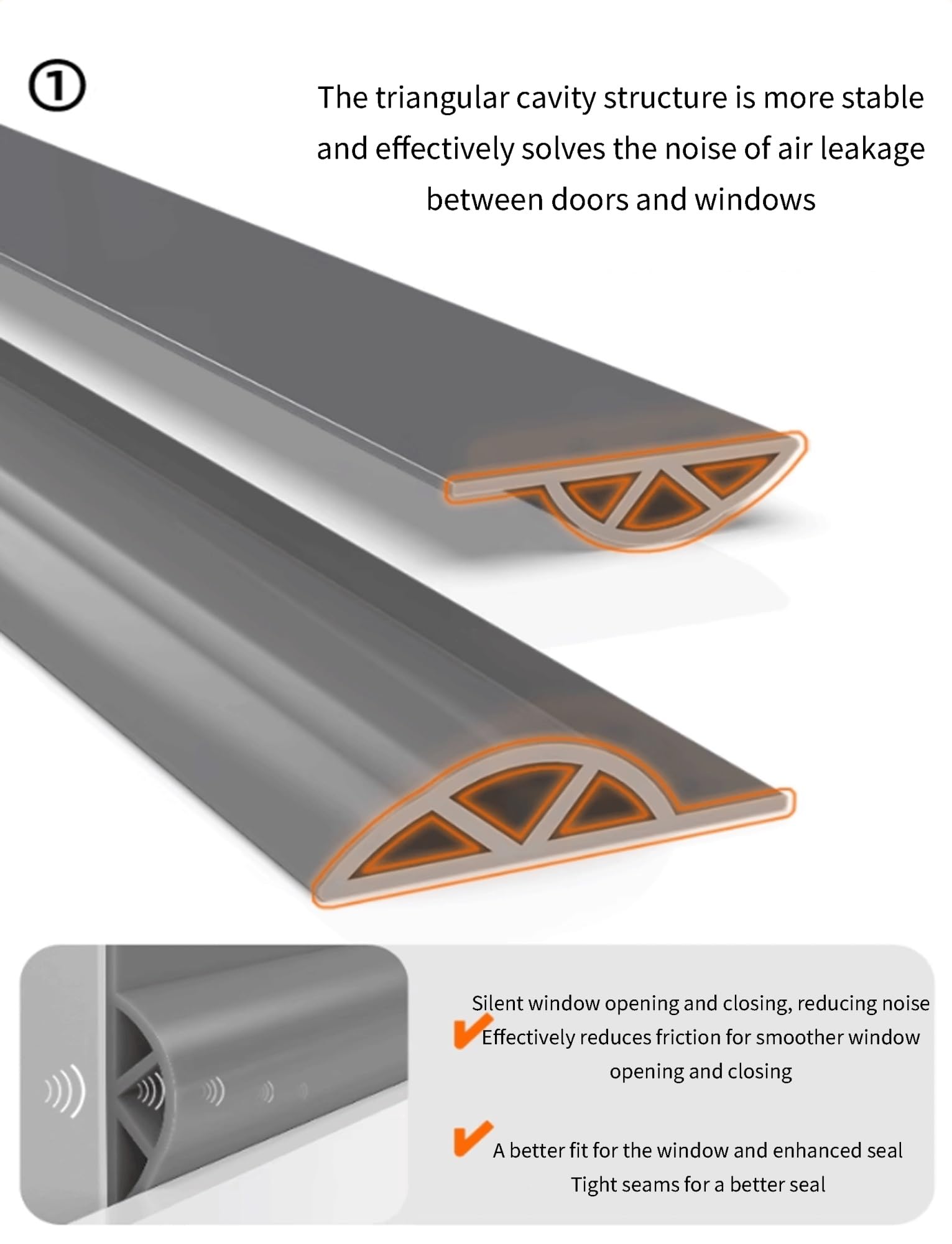 Burlete autoadhesivo de 400 cm for puertas y ventanas correderas, for for proteger del viento.(5pcs)