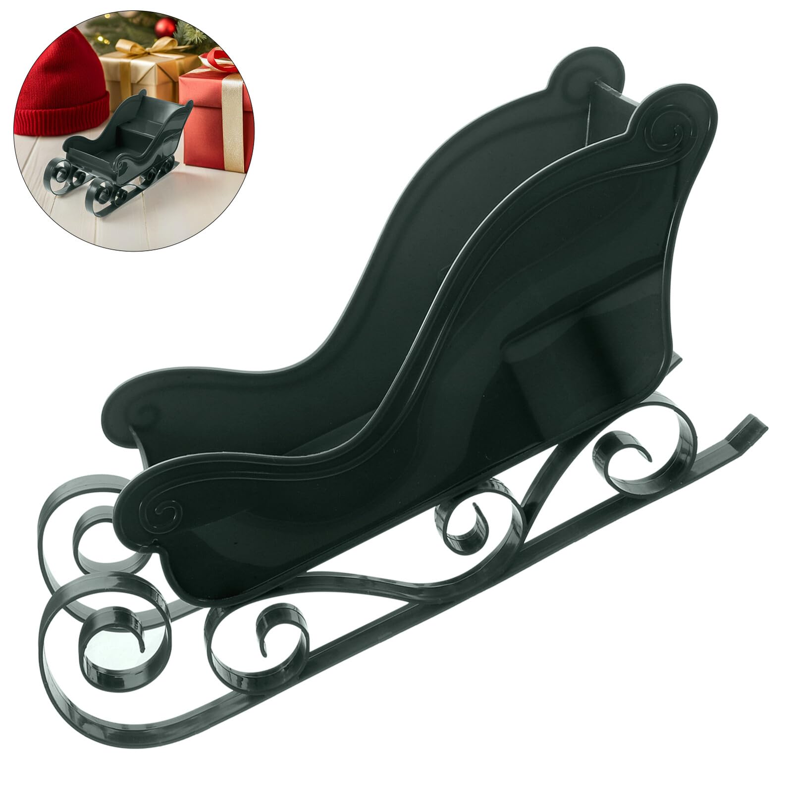 Juego de 3 Adornos de Trineo Navideño Verde Oscuro para Escritorio y Centro de Mesa Decoración Colgante para Árbol de Navidad Porta Dulces de Plástico para Fiestas y Ambiente