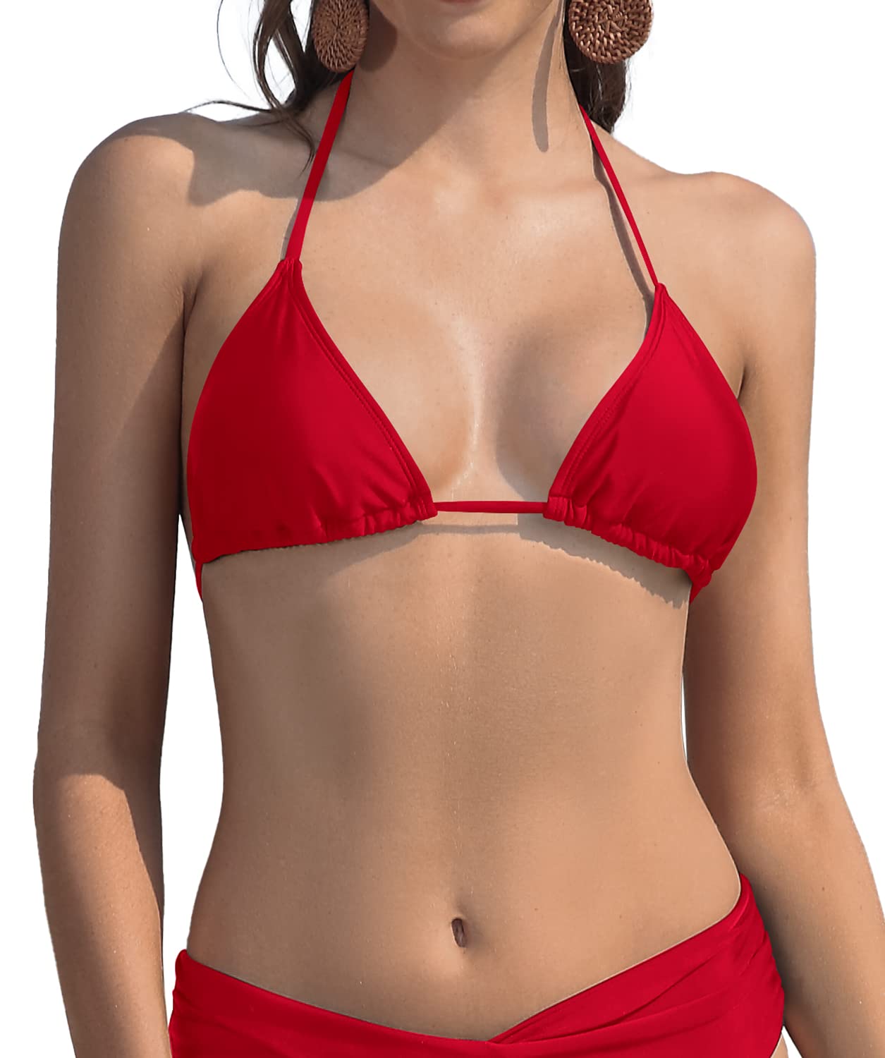 SHEKINI Mujeres Clásico Corredizo Ajustable Ties-up Triángulo Bikini Top