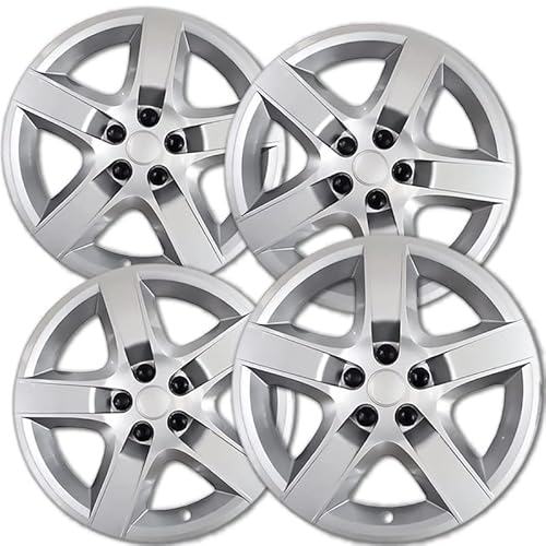 OxGord Hubcaps Wheel Covers - (Set of 4) Hub Caps Wheels Rim Cover - Car Accessories Silver Hubcap Standard Steel Rims - Snap On Auto Tire Replacement Exterior Cap (Silver, 17 Inch)
