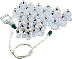 Kit Com 32 Copos Ventosa Ventosaterapia Guasha Cupping Vacuoterapia Massoterapia Sucção Bomba Vácuo