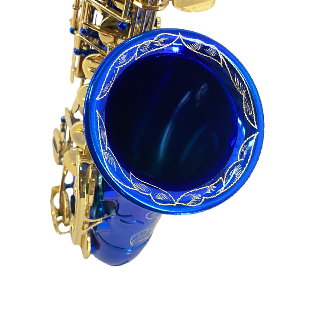 Altsaxophon Eb für Anfänger - Komplettes Saxophon-Kit mit Hartschalenkoffer, Mundstück, Umhängeband, Schilfrohr, Reinigungsset - Ideal für Studenten & Profis (Blau)