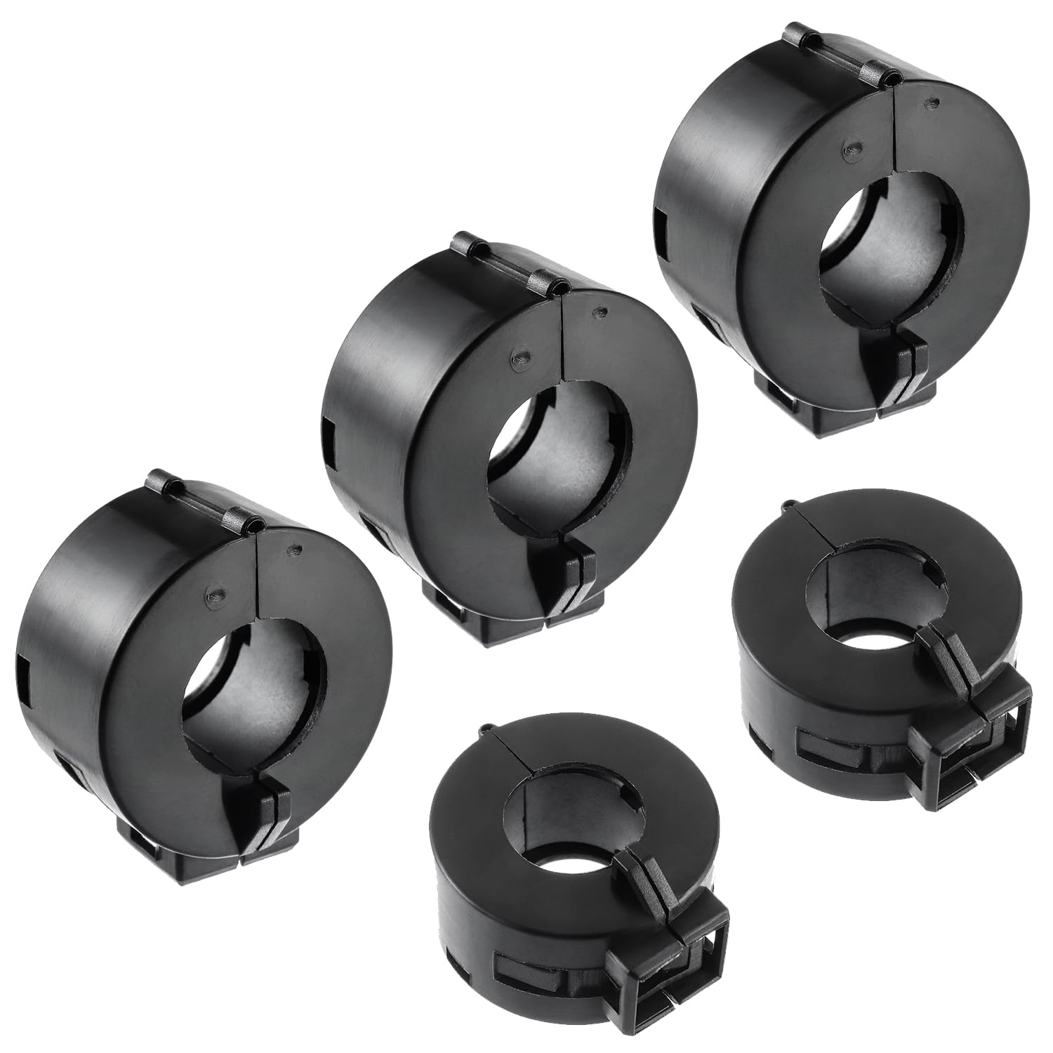 HUAREW 15mm Black Clip-on Ferrite Ring Core RFI EMI Noise Suppressor Cable Clip (5pcs)