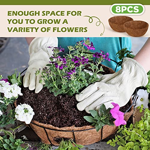 Gerrii 8 Pcs 20 Inch Coconut Liners for Hanging Baskets Coco Liners for Planters Natural Round Coconut Coco Planter Basket Coir Liner for Hanging Basket Flowers/Vegetables - Thumbnail 4