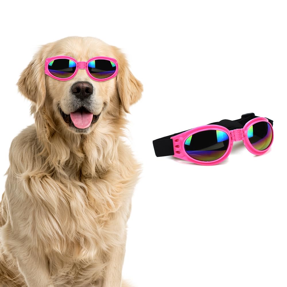 Occhiali per Cani da Sole Pieghevole Pet Dog Occhiali Protezione UV Impermeabili Antineve Antivento Antipolvere per Cani di Taglia Media o Grande