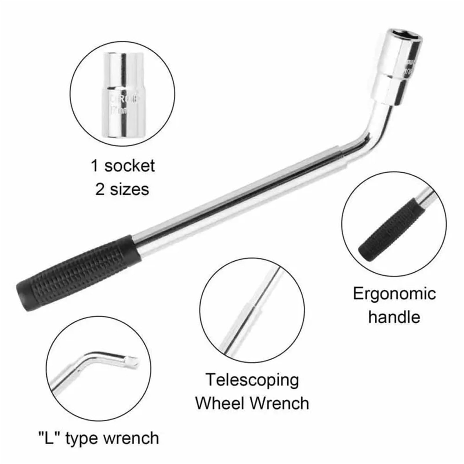 Professioneller Ausziehbarer Radmutternschlüssel, Teleskop, Mit Steckschlüssel, Reifenmutter, 17 Mm, 19 Mm, 21 Mm, 23 Mm, For Autoreparaturwerkzeuge