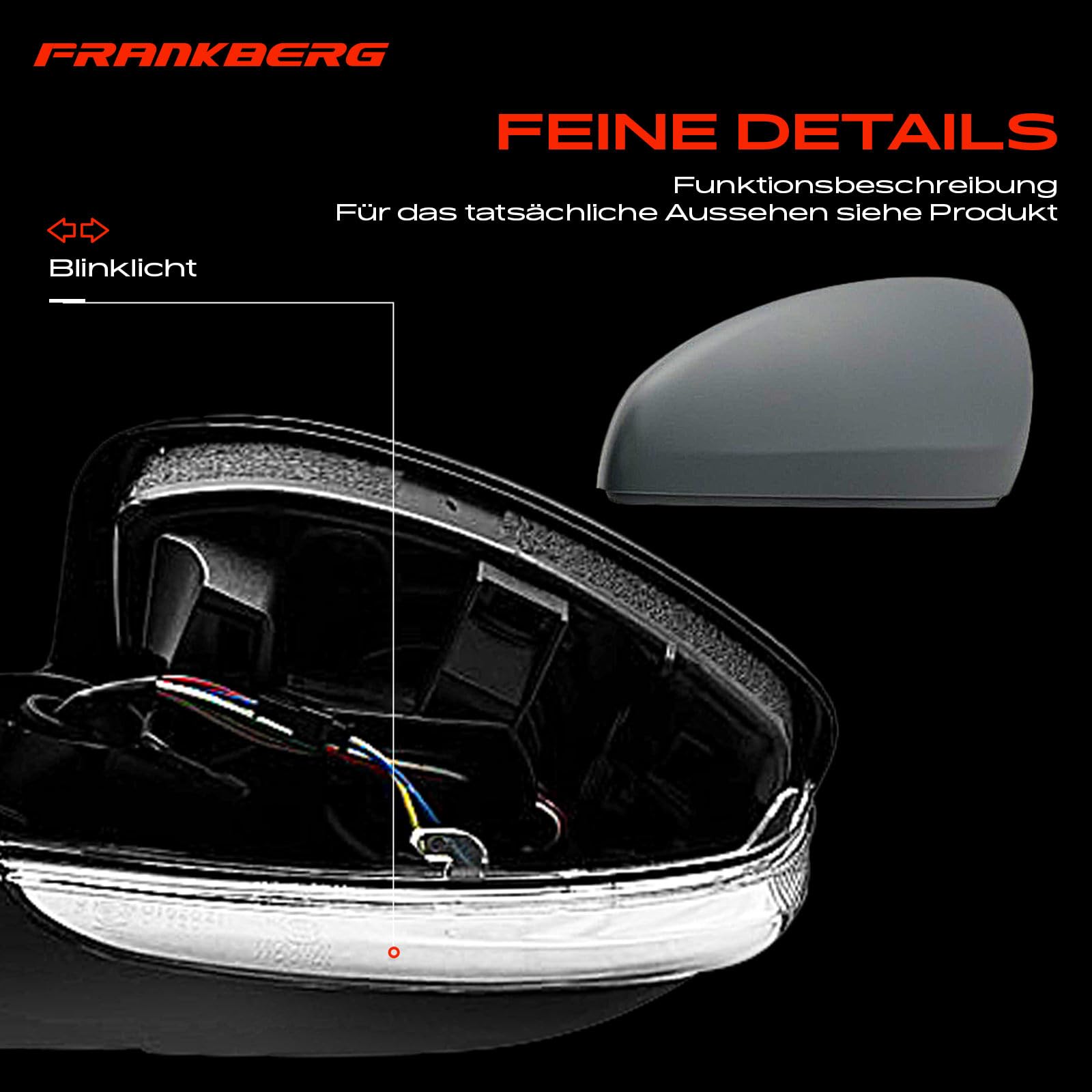 Frankberg Specchietto retrovisore esterno elettrico sinistro a 7 Poli | &-Riscaldato, &-Luce lampeggiante, &-Elektronische Spiegelve; Compatibile con: 208 I CA CC