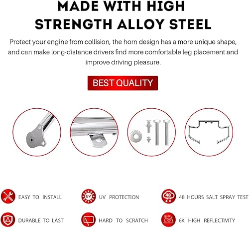 Miniatura 2 de Barra de protección de 3.81 cm de ancho para motocicletas, barra de protección del motor para Honda VT1300 Interstate Sabre Stateline 1300 (Plata)