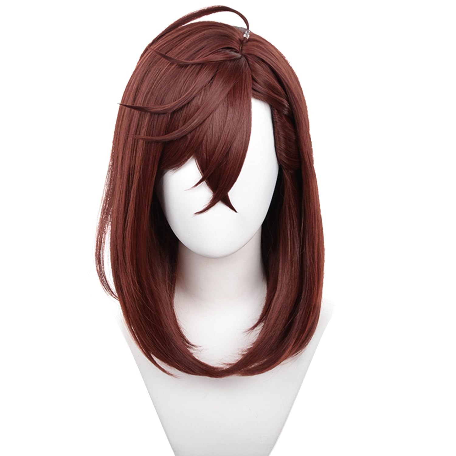 Brown Shoulder-Length Cosplay Replacement Wig Heat Resistan Synthetic Fiber Hairs for Uniex Adult Women Cos Halloween Christmas Anime Party