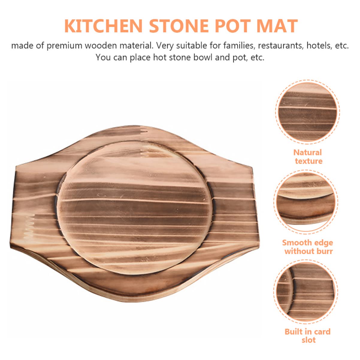 Dolsot Topfuntersetzer aus Stein, hitzebeständig, isoliert, für Blumentöpfe, Bibimbap, Schale, Untersetzer, Holz, 10 Stück