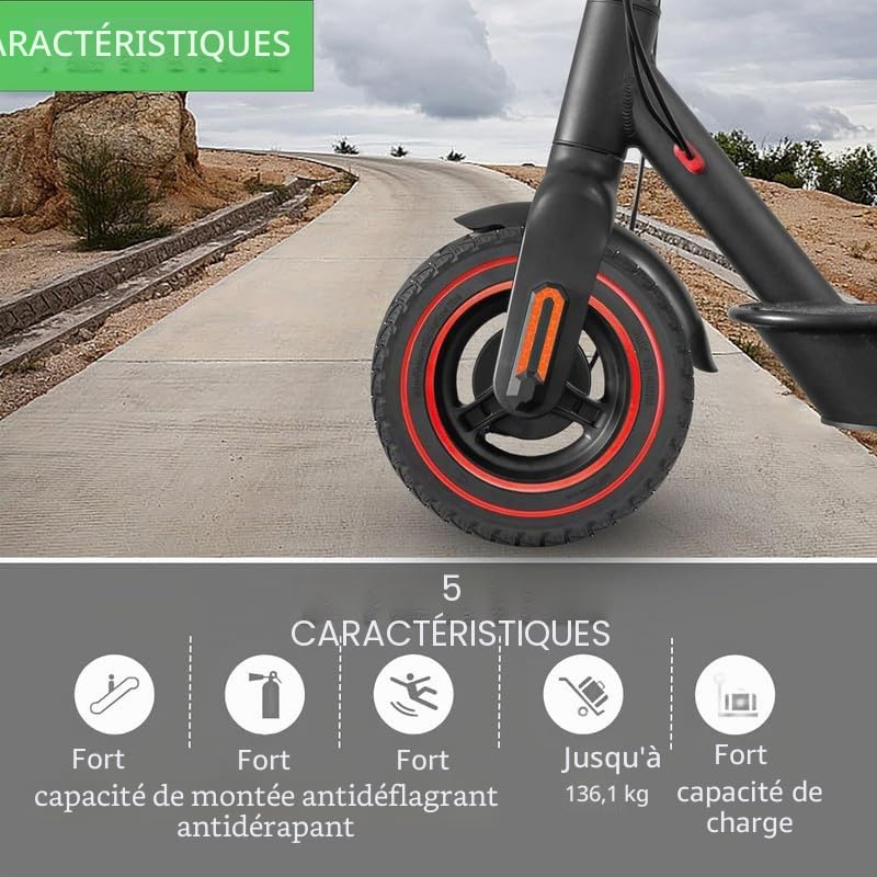 10x2.0 Pouces Pneu Solide, 10x2.125 10x2/54-152 50/75-6.1 Pneu de Rechange, pour Scooter électrique SoFlow SO3/S06 NUI KQI3 Novamile N20/ N20, Antidérapant Antidéflagrant, Rouge 2PCS