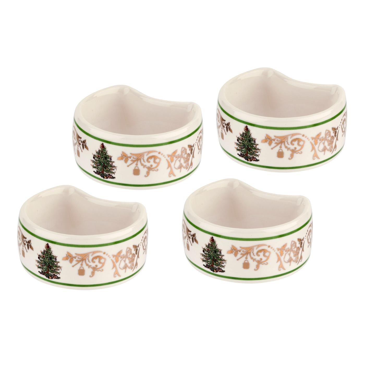 Spode Christmas Tree Napkin Ring, Gold, Set of 4 by Spode