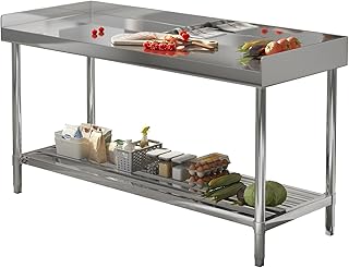 48 x 24 in Stainless Steel Table with Backsplash for Prep & Work, NSF Co...