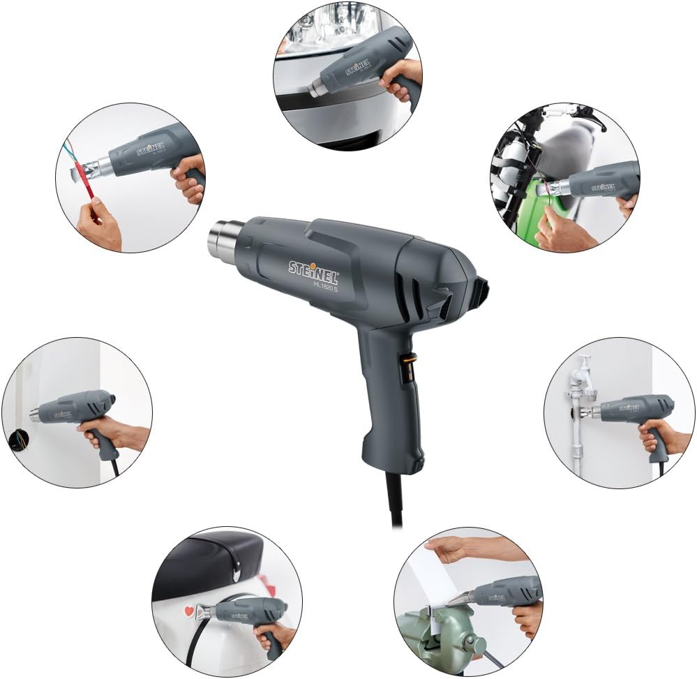 Steinel - 110023455 HL 1620 S Multi-Purpose Heat Gun, 1300 W, Dual Temperature Heat Tool with Adjustable Airflow, for Shrink wrap and Shrink tubing, for All 1.34" Industry Standard nozzles