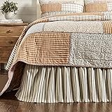 VHC Brands Vintage Country Farmhouse Kaila Gathered Blue Stripe King Bed Skirt 78x80x16